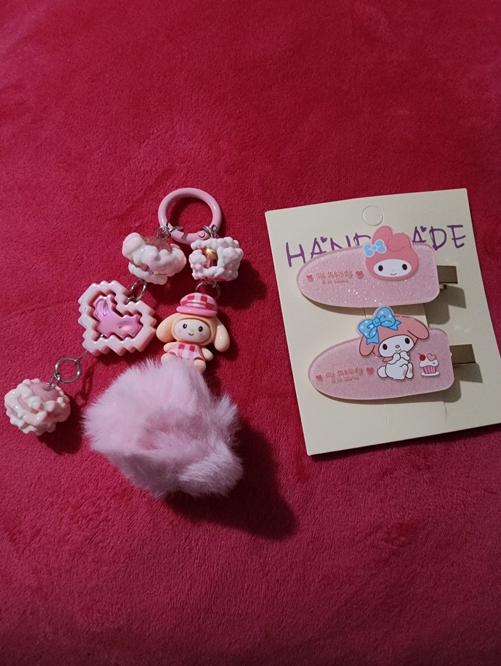 Pink Charm And Pink Hair Clips Bundle